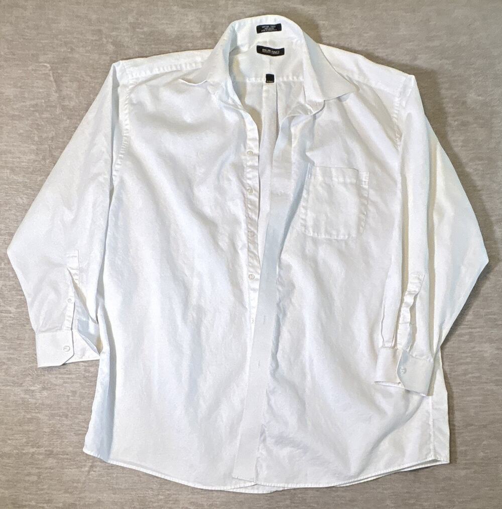 Murano Dress Shirt White Twill 100% Cotton Spread Collar 17.5 36 Tall